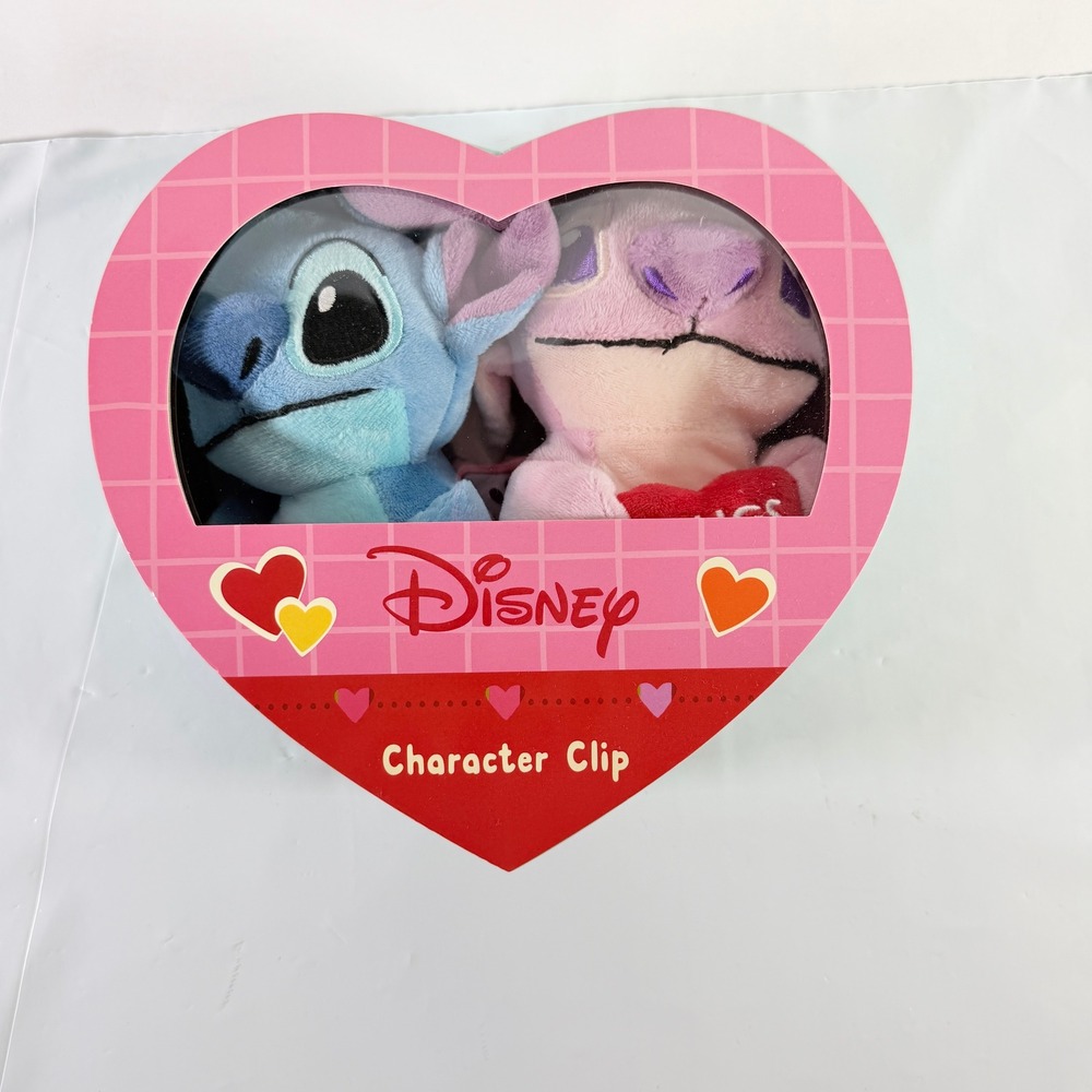 Disney Stitch Angel Valentine Plush Character Clip Set In Heart Box Ruz NWT